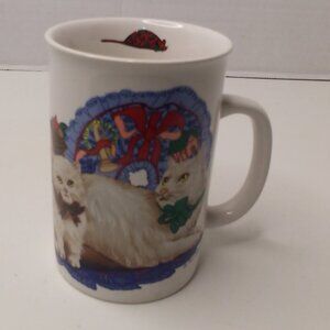 Fancy Felines Potpourri Press Mug Coffee Cup Christmas Cats Vintage 1991